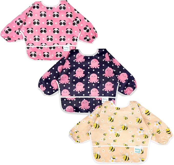 3 Pcs Long Sleeved Bib Set|Baby Waterproof Bibs by Baby+Noah