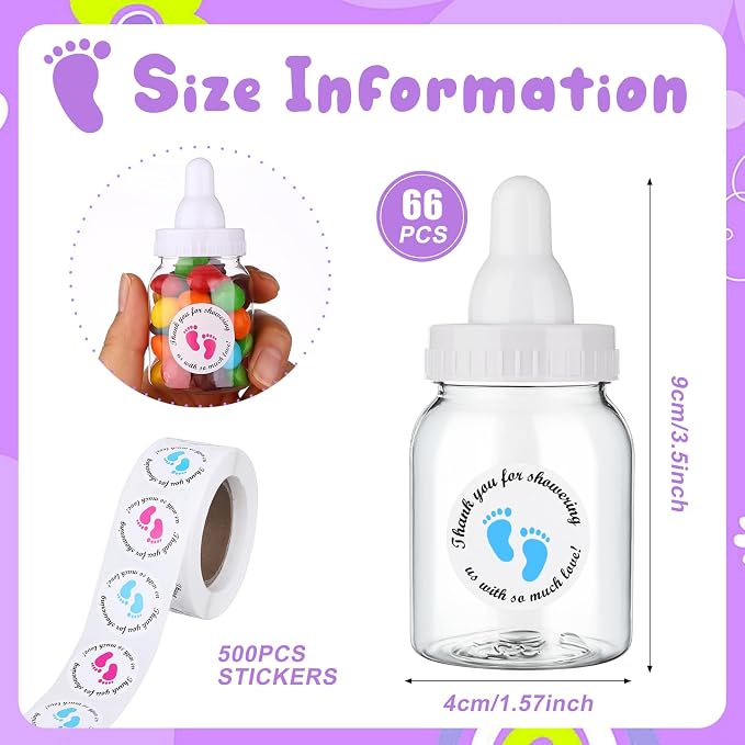 62 Pcs 3.5 Inch Baby Mini Milk Bottle Baby Shower Favor - Image 3