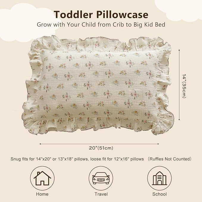 BuLuTu Cotton Muslin Kids Toddler Pillowcase - Image 2