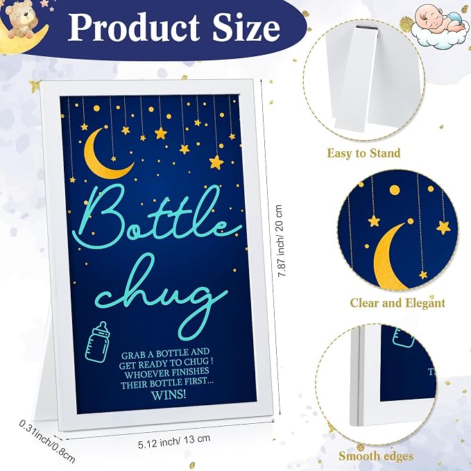 Roowest Bottle Chug Baby Shower Game Favors Including Moon Star Theme Wooden - Image 2