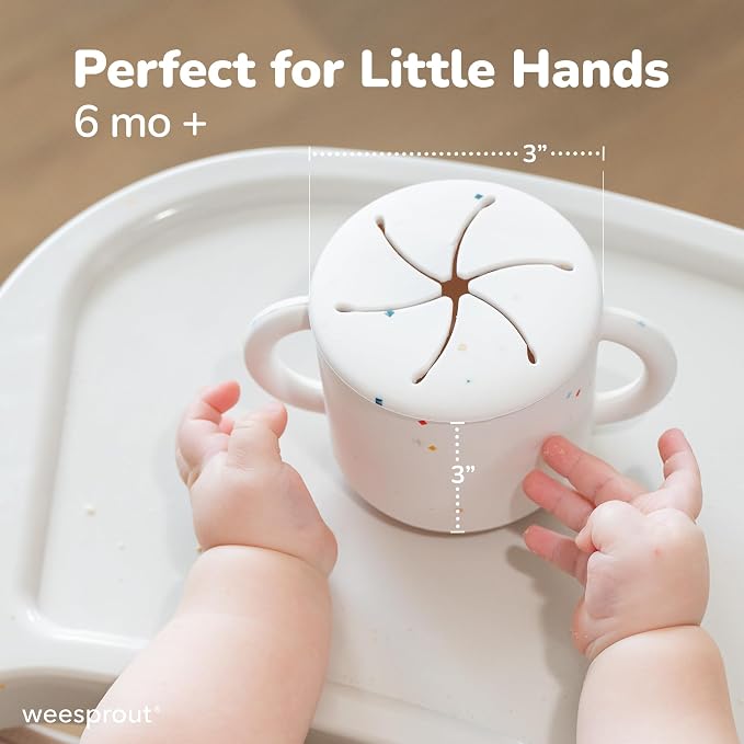 WeeSprout Snack Containers, Food Grade Silicone Cups, Spill-Proof Tops - Image 2