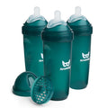 Herobility Double Anti-Colic Baby Bottles – 12 fl oz/340ml – 3-Pack – Dark Green by Herobility
