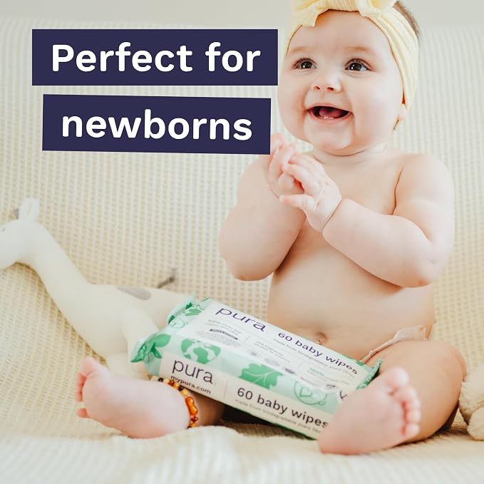 Pura Natural Sensitive Baby Wipes, 99% Water, Unscented & Hypoallergenic - Image 7