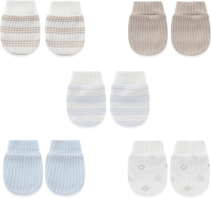 5 Pairs Baby Not Scratch Mittens 0-6 Months New Born Boy Girl Gloves Cute by falianni