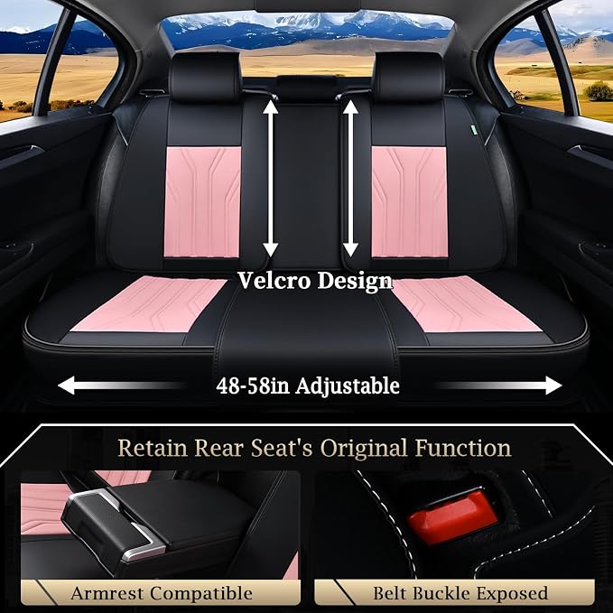 FLORICH Rear Seat Covers Leather Car Seat Covers Waterproof Back Seat Cover - Image 2