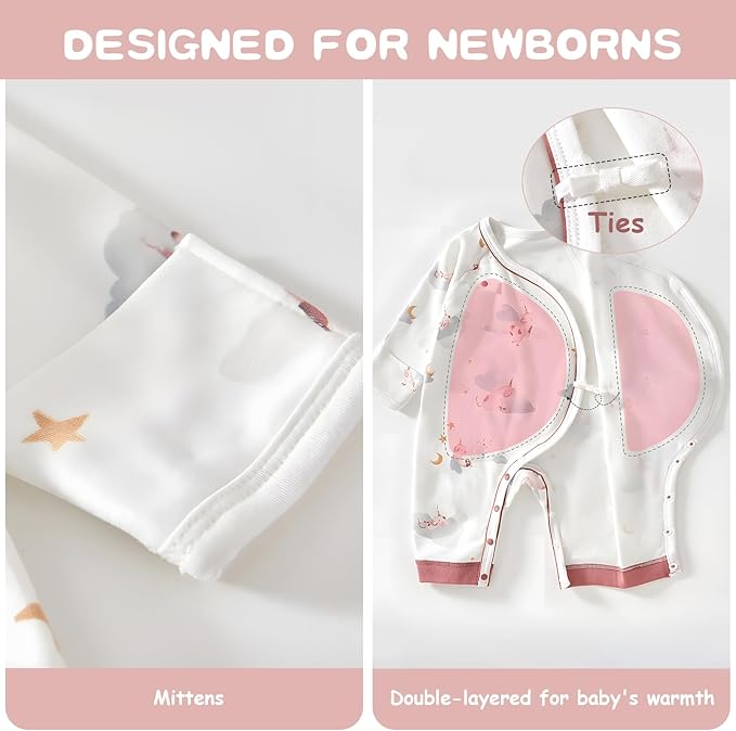 100% Organic Cotton Soft 0-6 Months Unisex Footless Newborn Baby Sleepers - Image 4