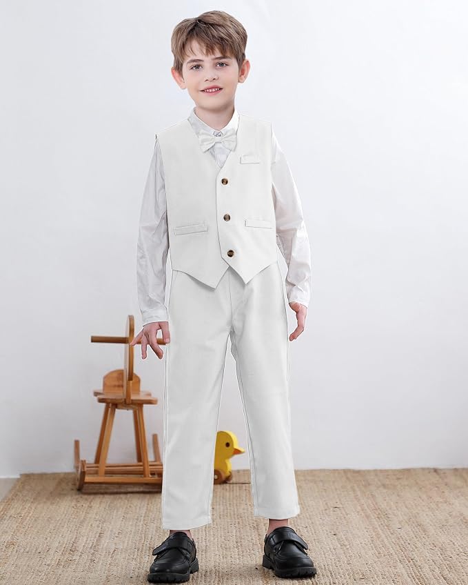 SANGTREE Boys Cotton Linen Suit Formal Set Baby Clothes Boy Gentleman Wedding - Image 3