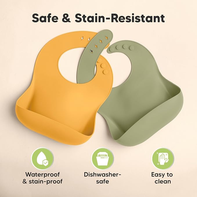 KeaBabies 2-Pack Silicone Baby Bibs - Image 6