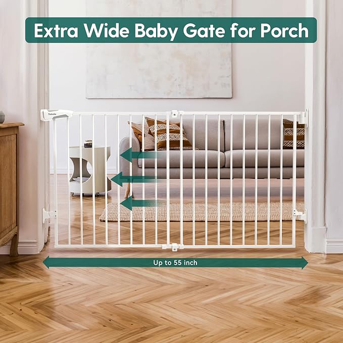 Babelio 31.5-55" No Bottom Bar Baby Gate Extra Wide, 2-in-1 Auto Close Dog Gate - Image 3
