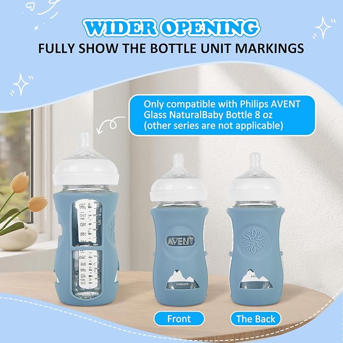 3 Pack Silicone Sleeves for Philips Avent Natural Glass Baby Bottles, Anti - Image 4