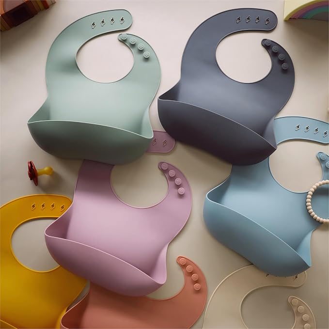 Moonkie Silicone Baby Bibs Set Of 2 | BPA Free Waterproof | Soft Flexible - Image 5