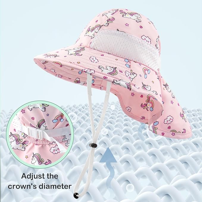 XIAOHAWANG Girls Sun Hat Baby Beach Hats Boys UPF 50+ Kids Summer Protection - Image 4