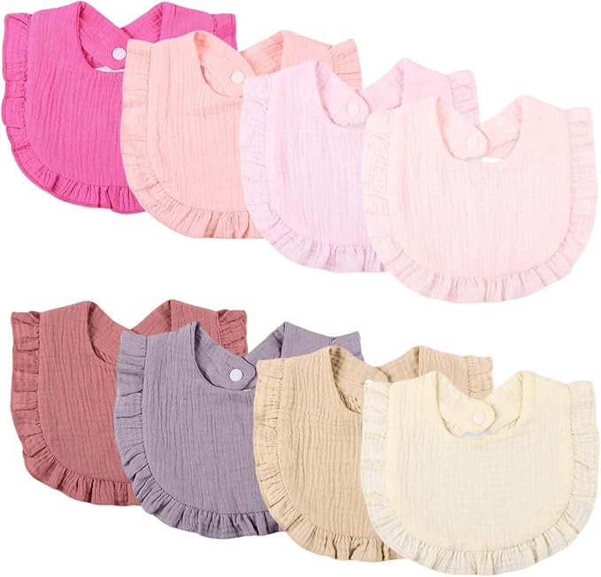 Baby Bibs Muslin Bibs 8 Pack for Drooling and Teething for Unisex Girls Boys by DOSMINE