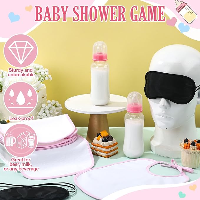 Leinuosen 24 Pcs Baby Shower Blindfold Feeding Game Set Include 6 Plastic Chug - Image 4