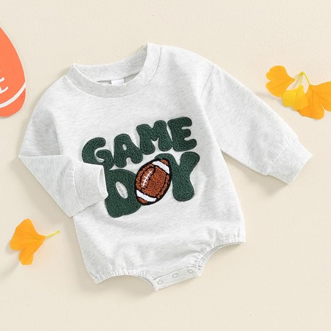 VISGOGO Newborn Infant Baby Boy Girls Oversized Romper Little Dude Sweater - Image 3