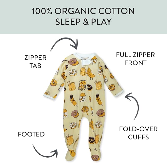 HonestBaby Sleep and Play Footed Pajamas One-Piece Sleeper Jumpsuit Zip-Front - Image 2