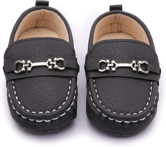 LONSOEN Baby Girls Boys Loafers Prewalker Dress Crib Shoes - Image 2
