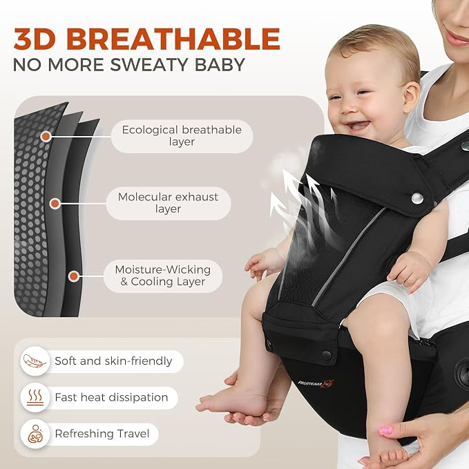 FRUITEAM Baby Carrier, Upgraded Adjustable Knob, 6-in-1 Baby Carrier Newborn to - Image 3