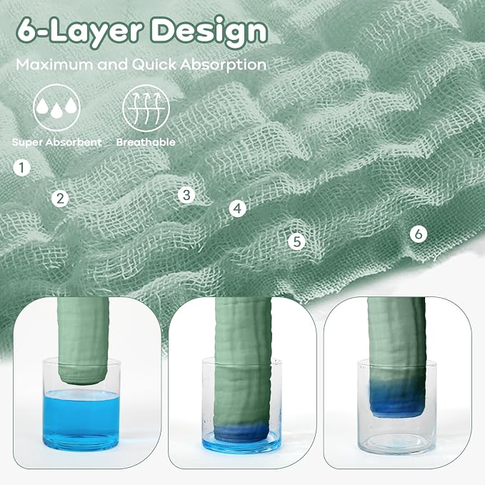 Yoofoss Muslin Baby Washcloths 100% Organic Cotton Face Towels 10 Pack Wash - Image 4