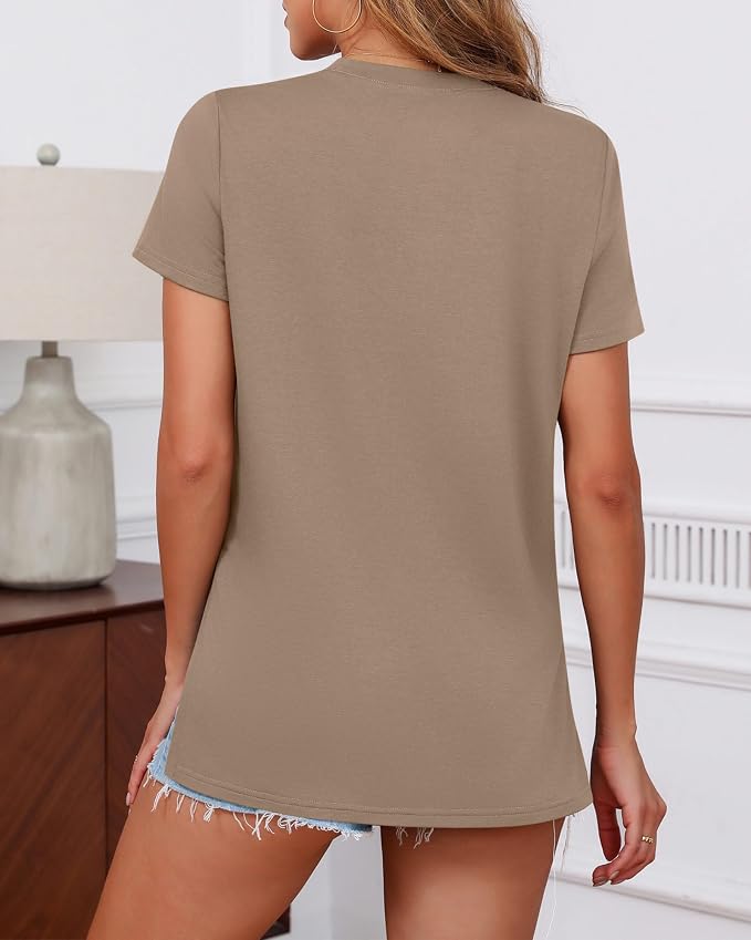 Ficerd 3 Pack Women's Maternity T Shirts, Short Sleeve Side Split Pregnancy - Image 3