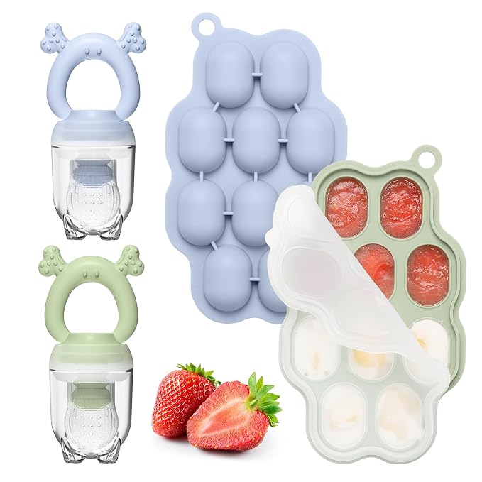 KingKam Baby Breastmilk Popsicle Molds & Baby Fruit Feeder, Baby Food Freezer by KingKam