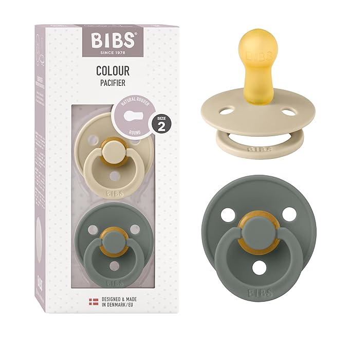 BIBS Pacifiers Colour Collection | Natural Rubber Baby Pacifier | Round Nipple by BIBS
