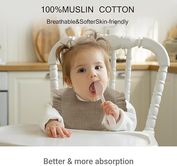 Baby Muslin Bibs, Soft and Absorbent Cotton - Image 2