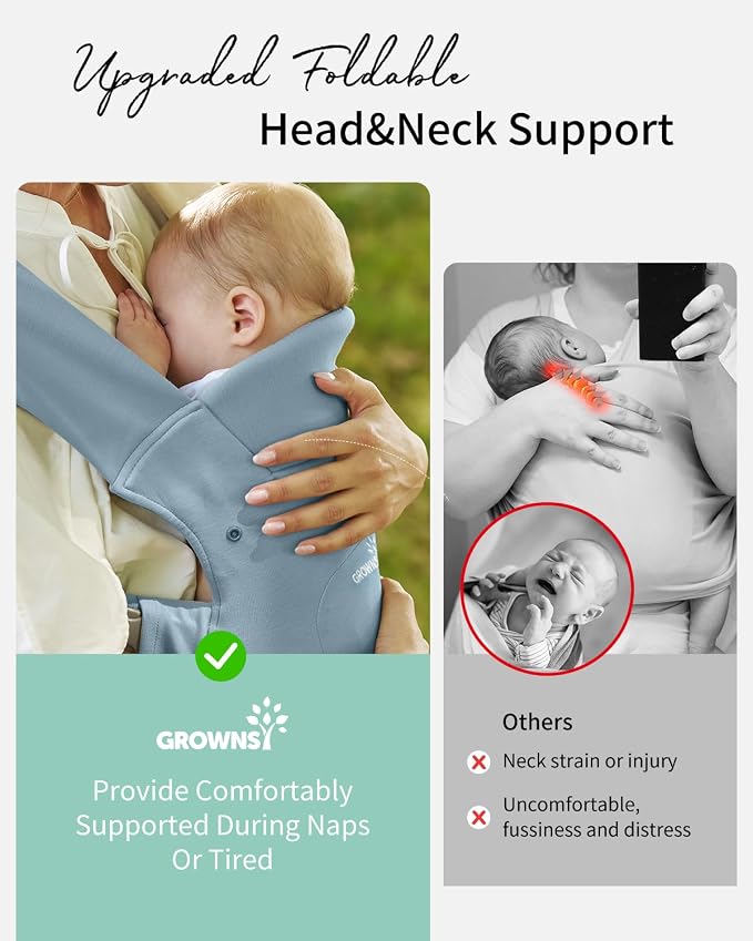 GROWNSY Baby Carrier Newborn to Toddler, Cozy Baby Wraps Carrier, Ergonomic - Image 3