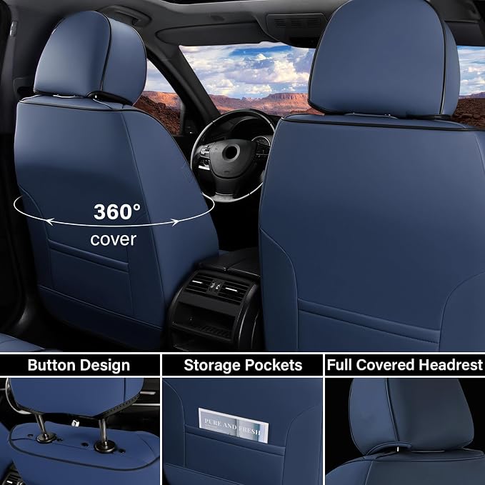 Coverado Car Seat Covers Full Set, Nappa Leather Seat Covers - Image 5