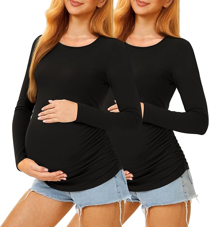Maternity Shirts Long Sleeve Pregnancy Top by MIRAZEN