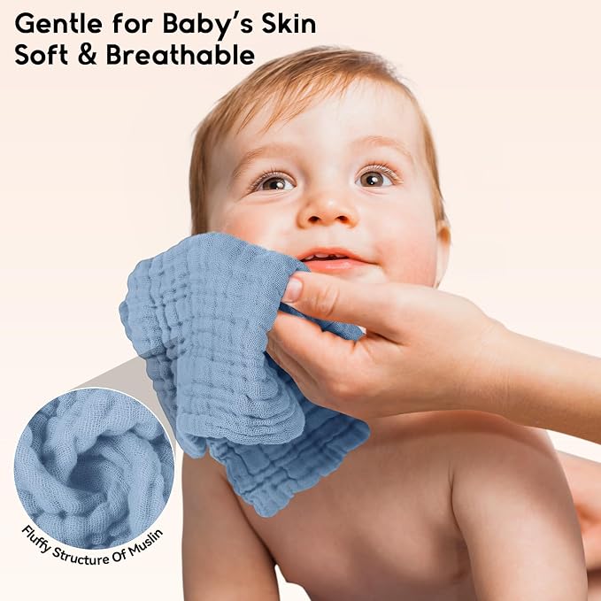 Muslin Baby Washcloths 6 Pack, 100% Cotton Wash Cloths - Image 4