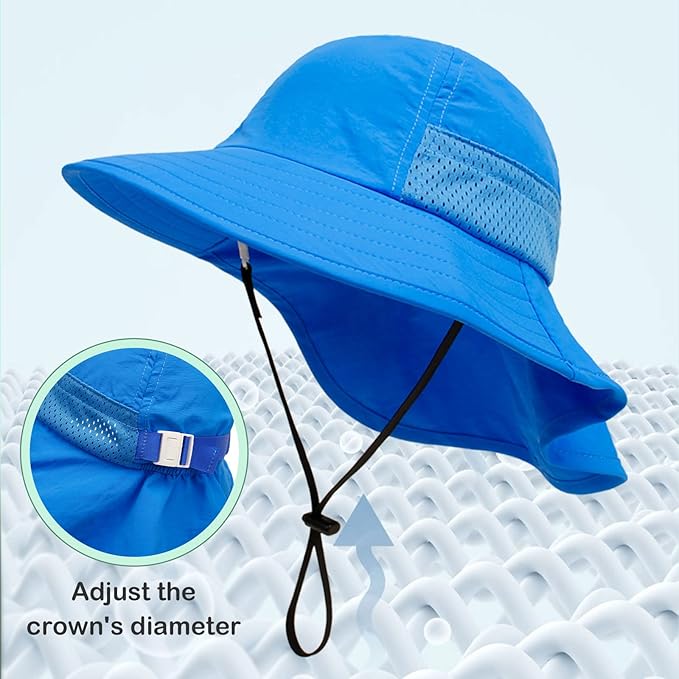 XIAOHAWANG Girls Sun Hat Baby Beach Hats Boys UPF 50+ Kids Summer Protection - Image 4
