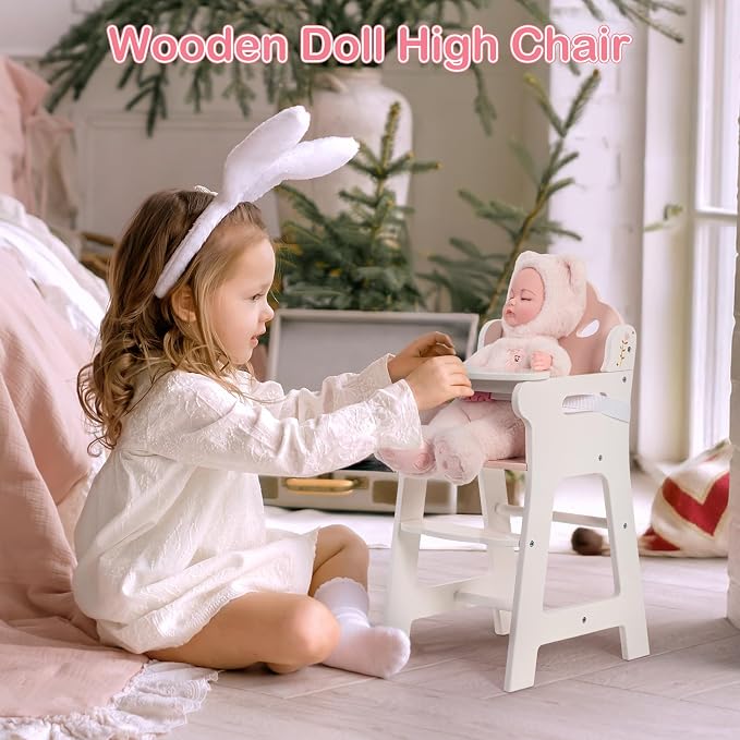 ROBOTIME Baby Doll High Chair, Pretend Play High Chair - Image 6
