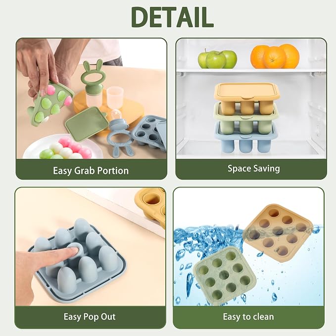 WAJIAYON Baby Food Freezer Tray, Silicone Nibble Freezer Tray, Baby Fruit Food - Image 9