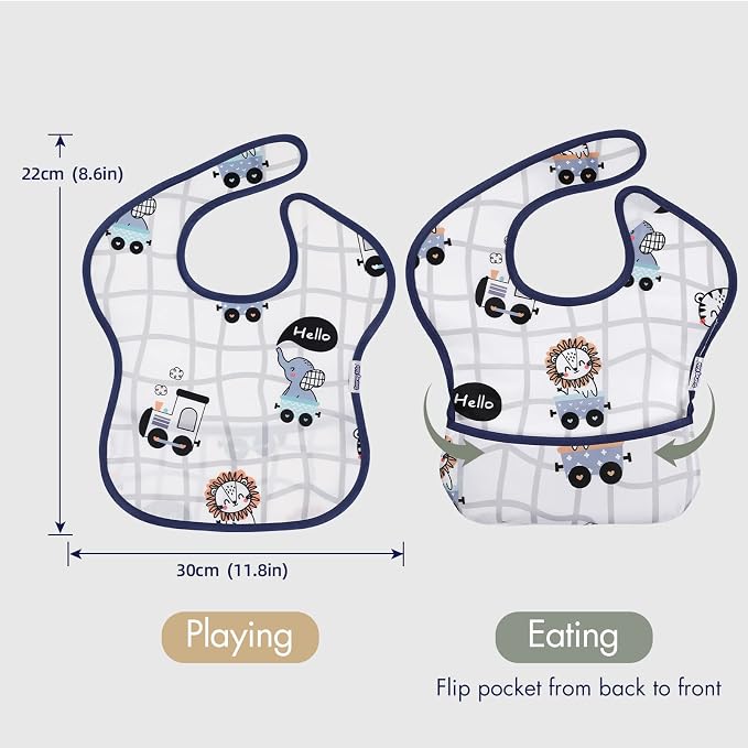 Soarwg Kids Baby Bibs, 5 Pack Waterproof Bibs - Image 2