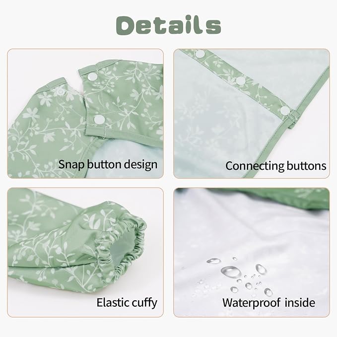 2-Pack Long Sleeve Baby Bib, Coverall Baby Bibs - Image 3