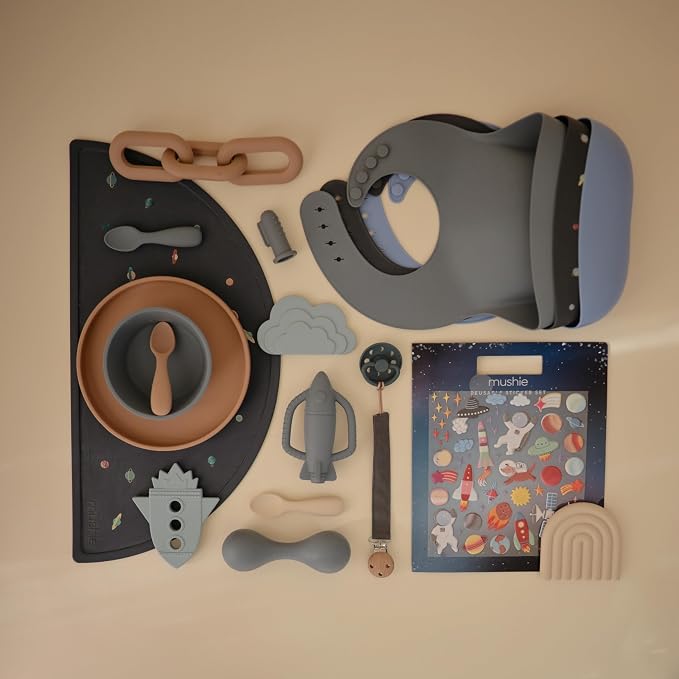 mushie Silicone Baby Bib | Adjustable Fit Waterproof Bibs - Image 5