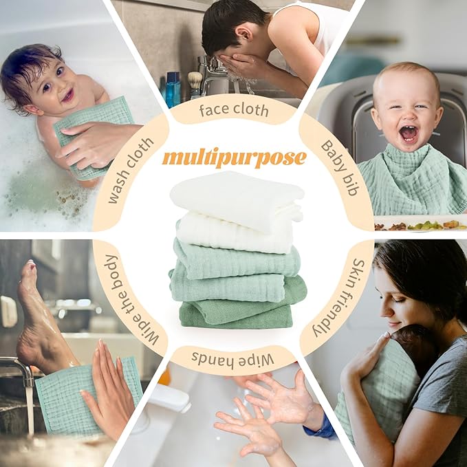Baby Burp Cloth 100% Cotton Newborn Cotton Muslin Burp Cloth 10x20 inches - Image 4