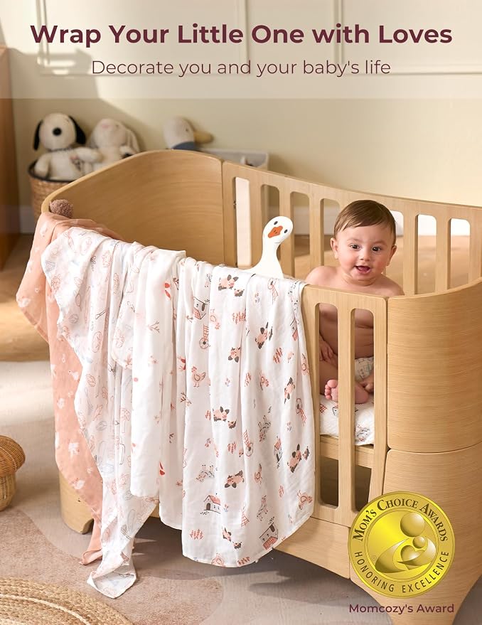 Momcozy Muslin Best Wishes Swaddle Blankets, Ultra Soft Neutral Registry - Image 7