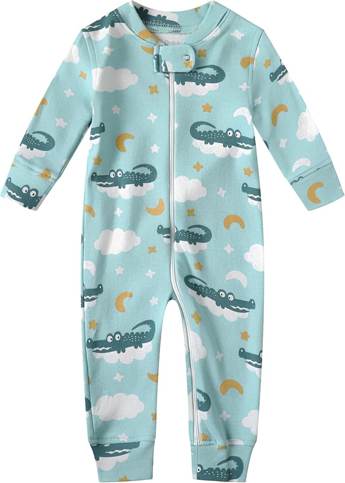 Owlivia Organic Cotton Baby Boy Girl Zip up Sleep 'N Play Pjs, Long Sleeve - Image 2