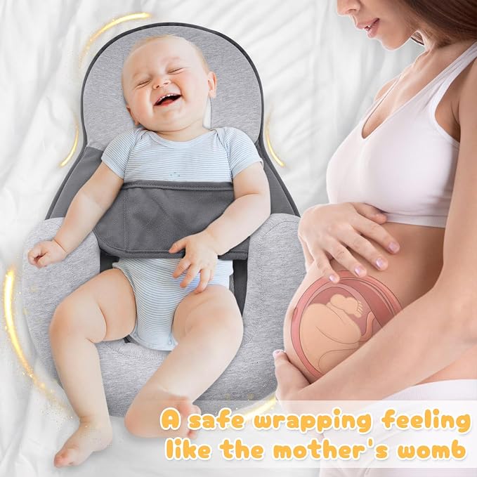 Baby Lounger Pillow with Safety Straps Ergonomic Support Cushion Reflux - Image 2