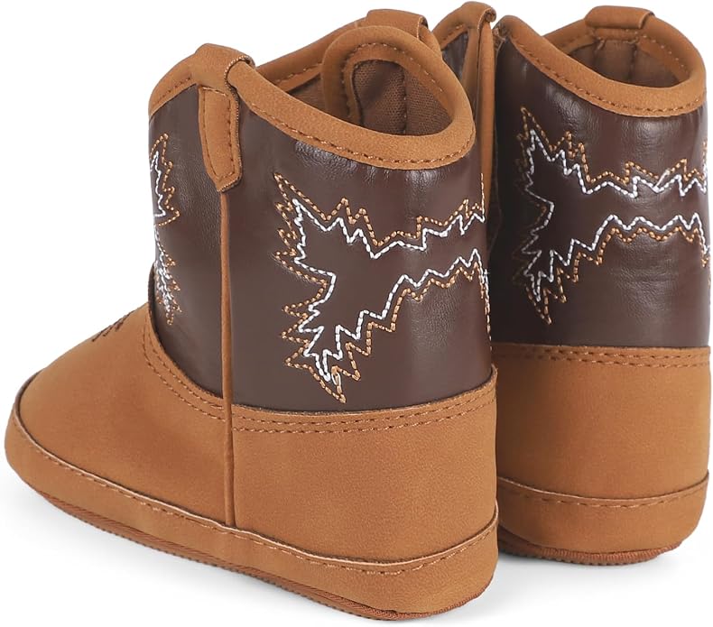 MK MATT KEELY Leather Western Boots Cowboy Bootie Soft Sole Non-Slip Crib Shoes - Image 5