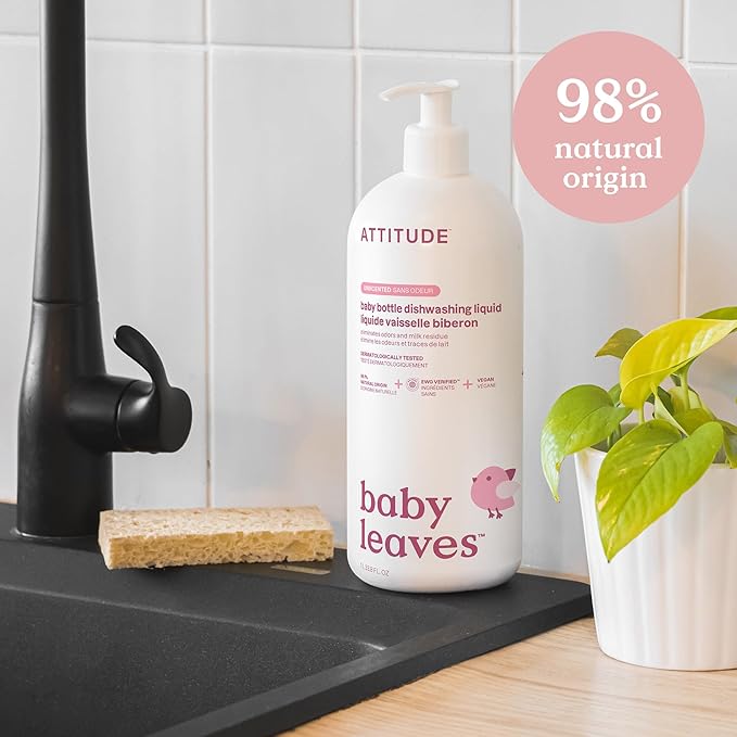 ATTITUDE Baby Dish Soap and Bottle Cleaner, EWG Verified Dishwashing Liquid - Image 3
