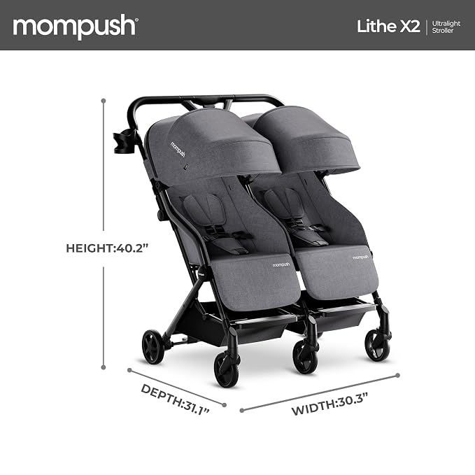 Mompush Lithe Double Stroller, Lightweight Side by Side Stroller - Image 7