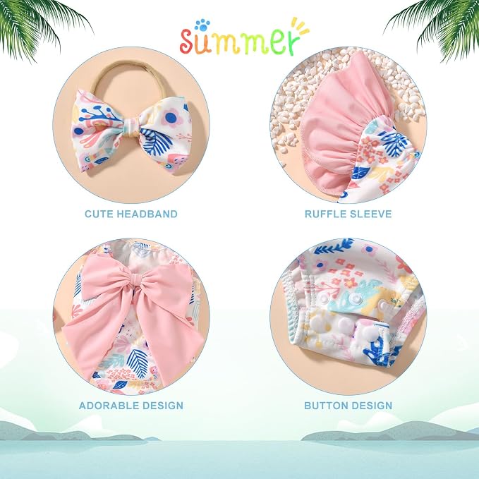 Toddler Girl Baby Ruffles Mermaid Fish Scale Swimsuit One Piece Swimwear - Image 4