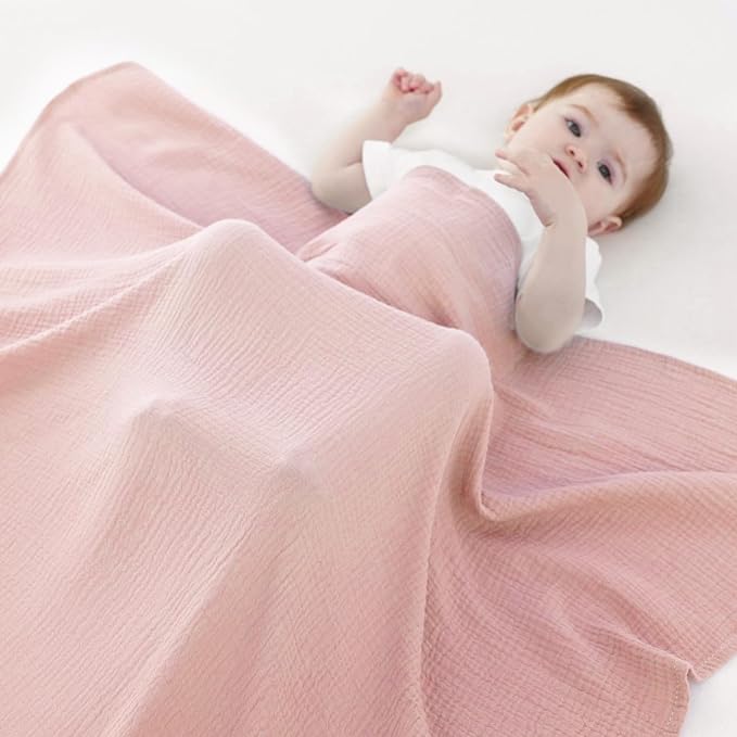 Muslin Swaddle Blankets for Newborns, 2 Pack Large 40 x 40 Inches, 100% Cotton - Image 6