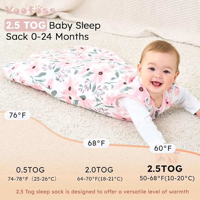 Yoofoss Baby Sleep Sack 6-12 Months, TOG 2.5 Baby Wearable Blanket - Image 3