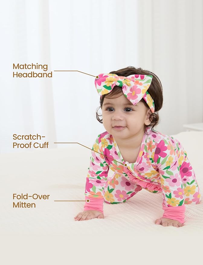 PATPAT Baby Girl Boy Clothes Newborn Infant Footie – Soft Viscose from Bamboo– - Image 5