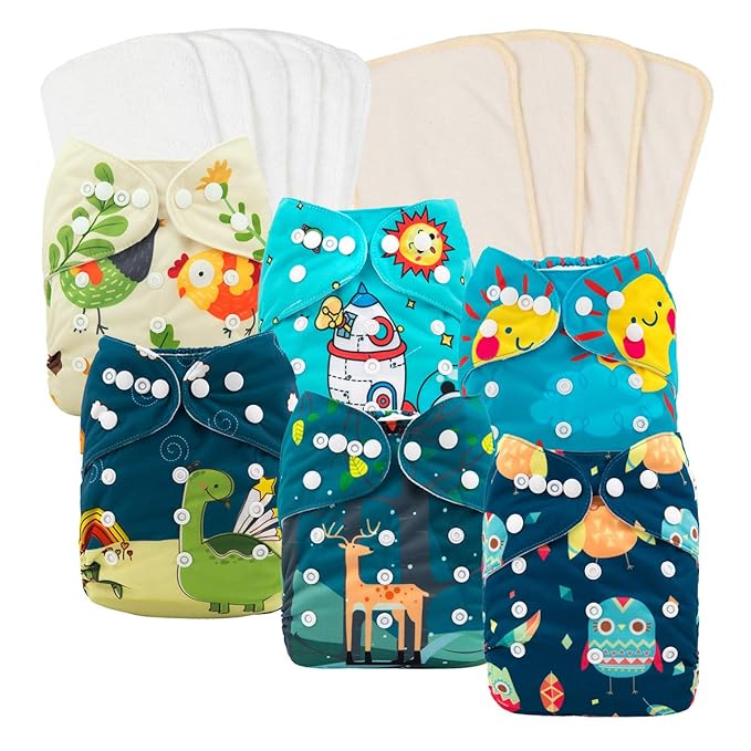 babygoal Reusable Cloth Diapers 6 Pack+6pcs Microfiber Inserts+4pcs Rayon from by babygoal