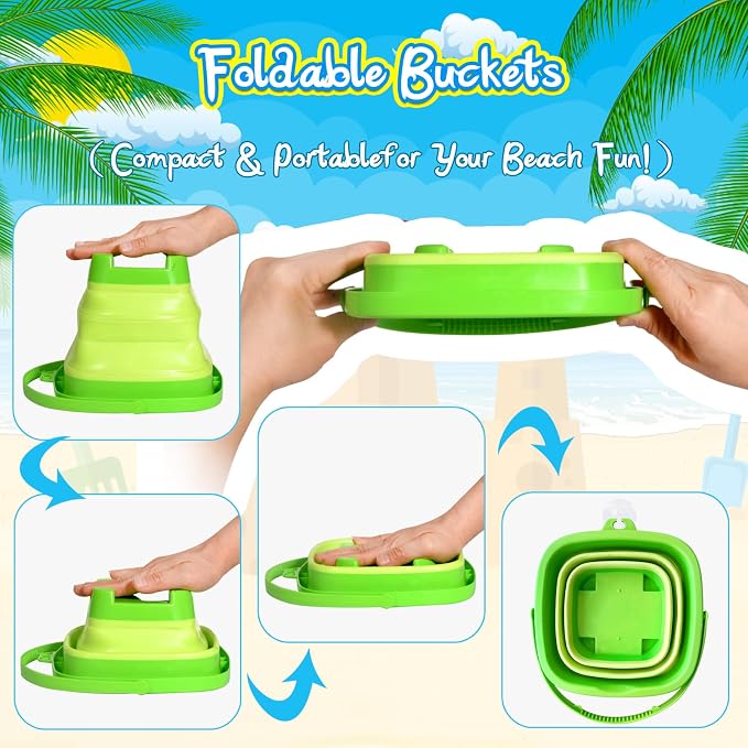 Collapsible Beach Sand Toys for Kids Toddlers, Travel Beach Toys - Image 4
